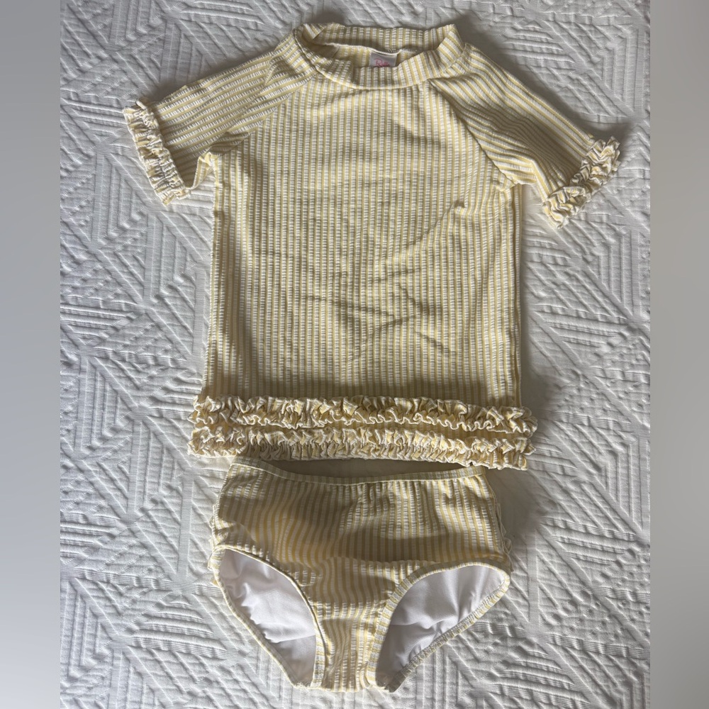 Ruffle Butts Girls Yellow Ruffle Two-Piece Swim Set